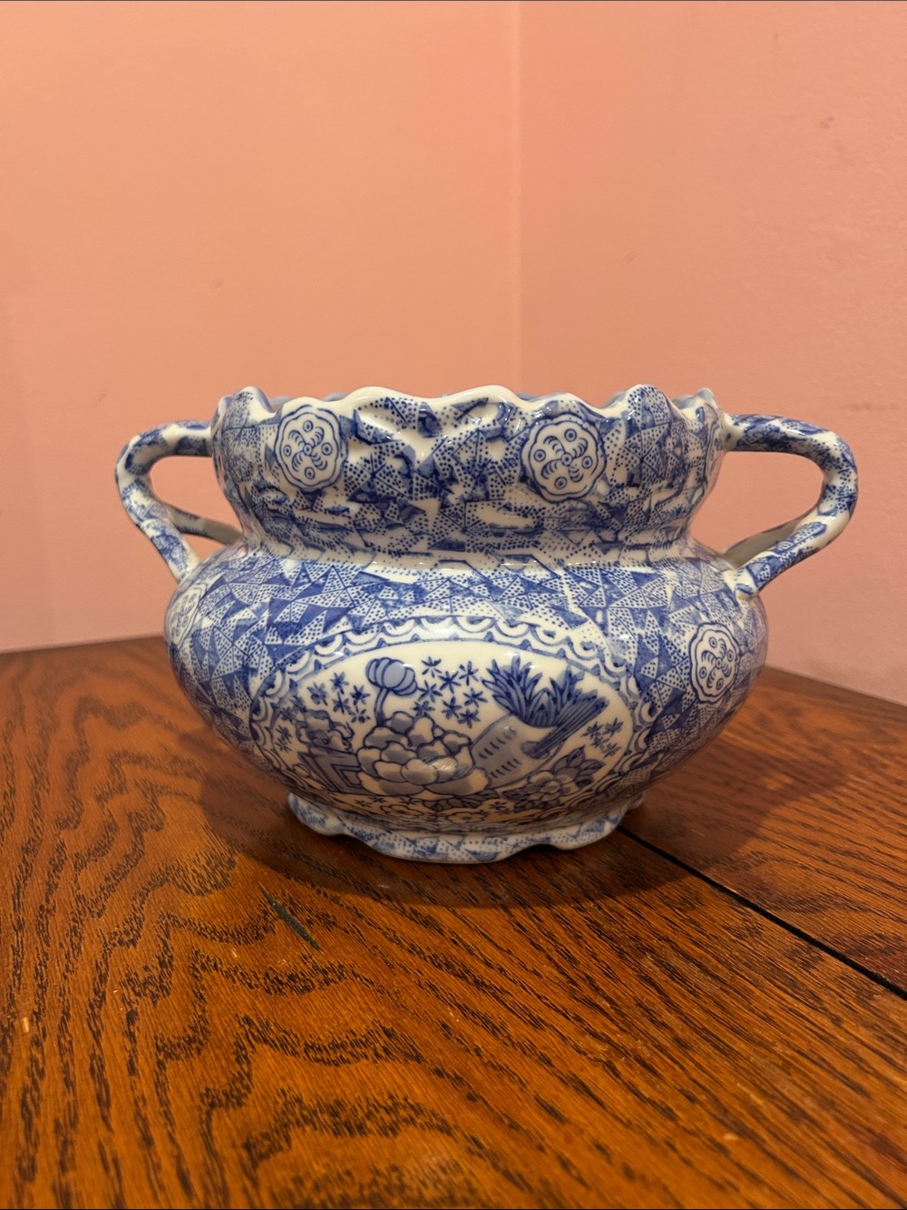 Blue and White Decorative Porcelain Vase - Classic Floral Motif